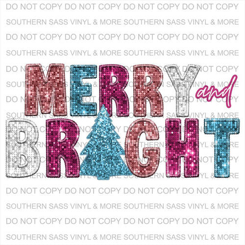 Faux Sequin Merry & Bright