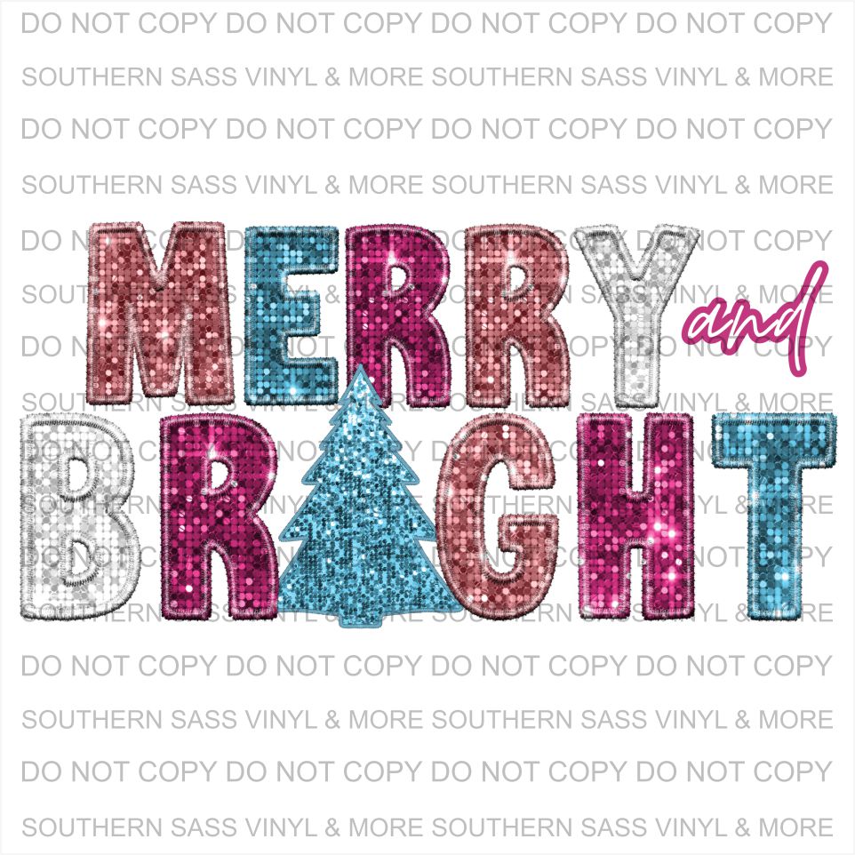Faux Sequin Merry & Bright